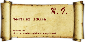 Mentusz Iduna névjegykártya